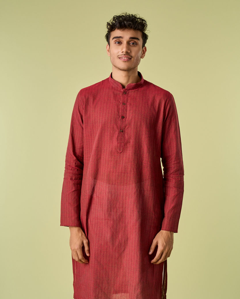 Diwas Men Maroon Majesty Cotton Kurta