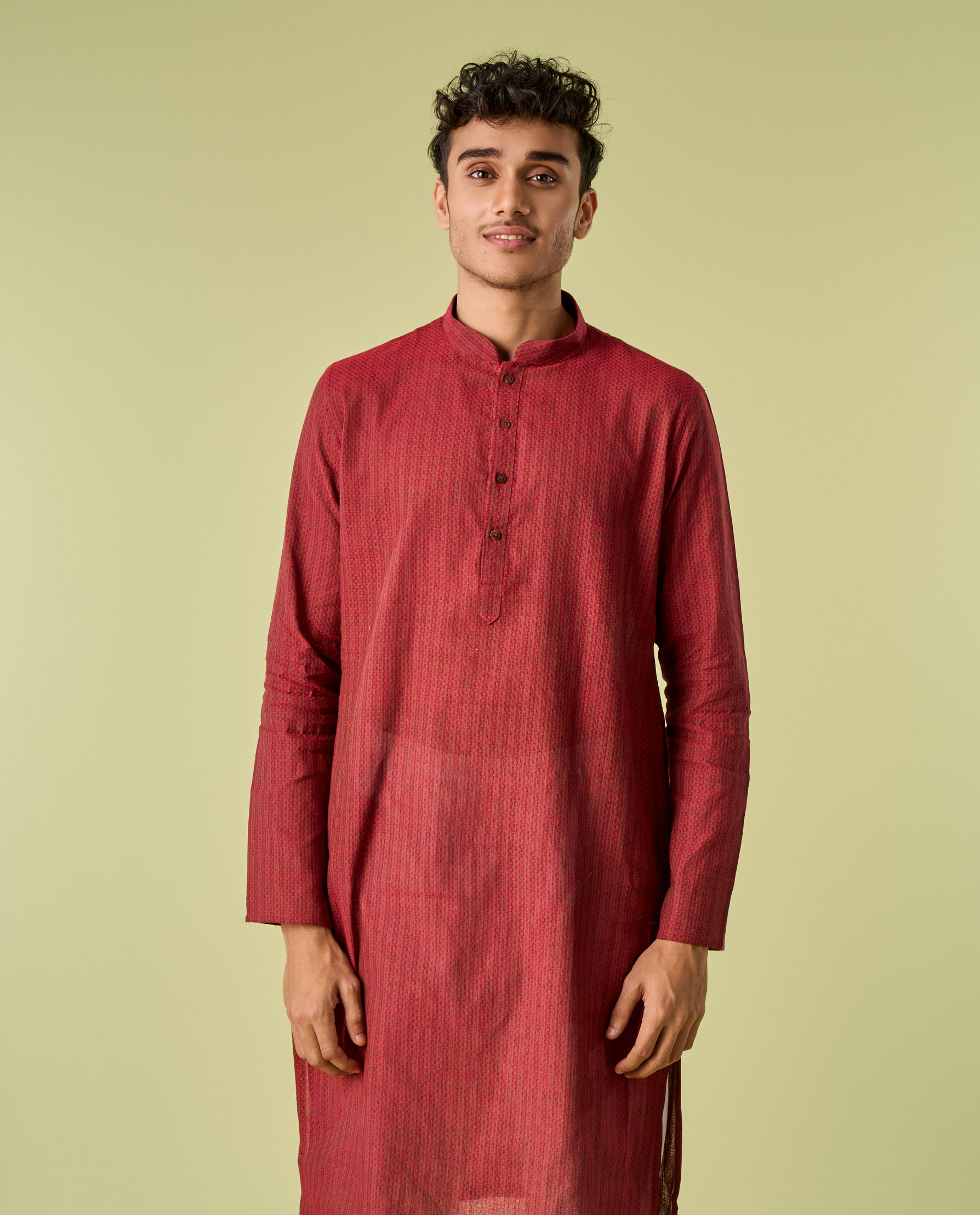 Diwas Men Maroon Majesty Cotton Kurta