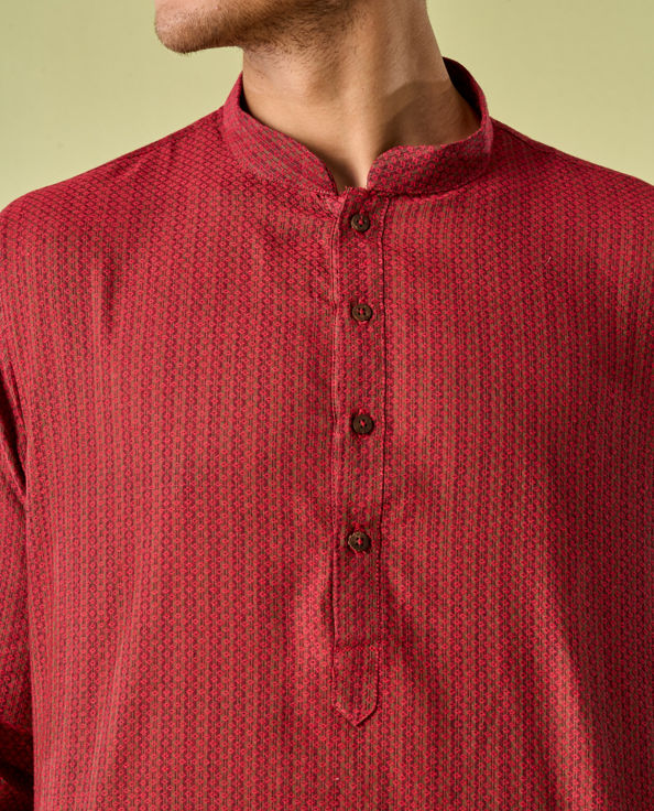 Diwas Men Maroon Majesty Cotton Kurta