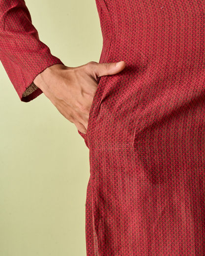Diwas Men Maroon Majesty Cotton Kurta