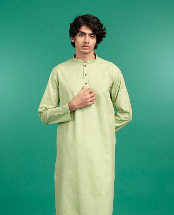 Diwas Men Light Mid Green Elegance Kurta