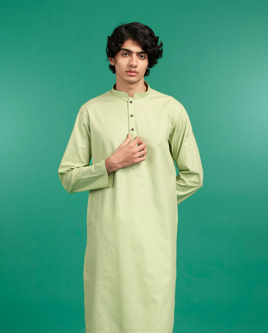 Diwas Men Light Mid Green Elegance Kurta
