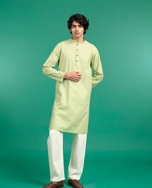 Diwas Men Light Mid Green Elegance Kurta