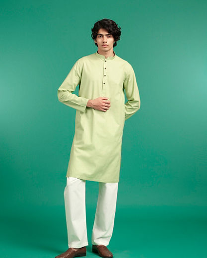 Diwas Men Light Mid Green Elegance Kurta