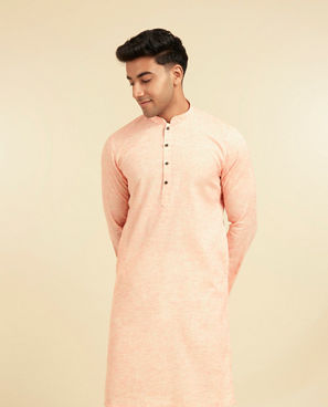 Diwas Men Peach Blended Viscose Kurta