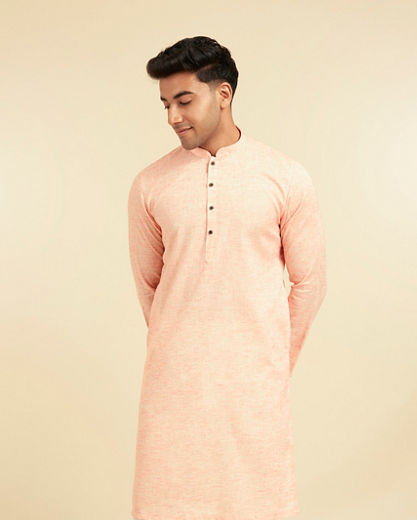 Diwas Men Peach Blended Viscose Kurta