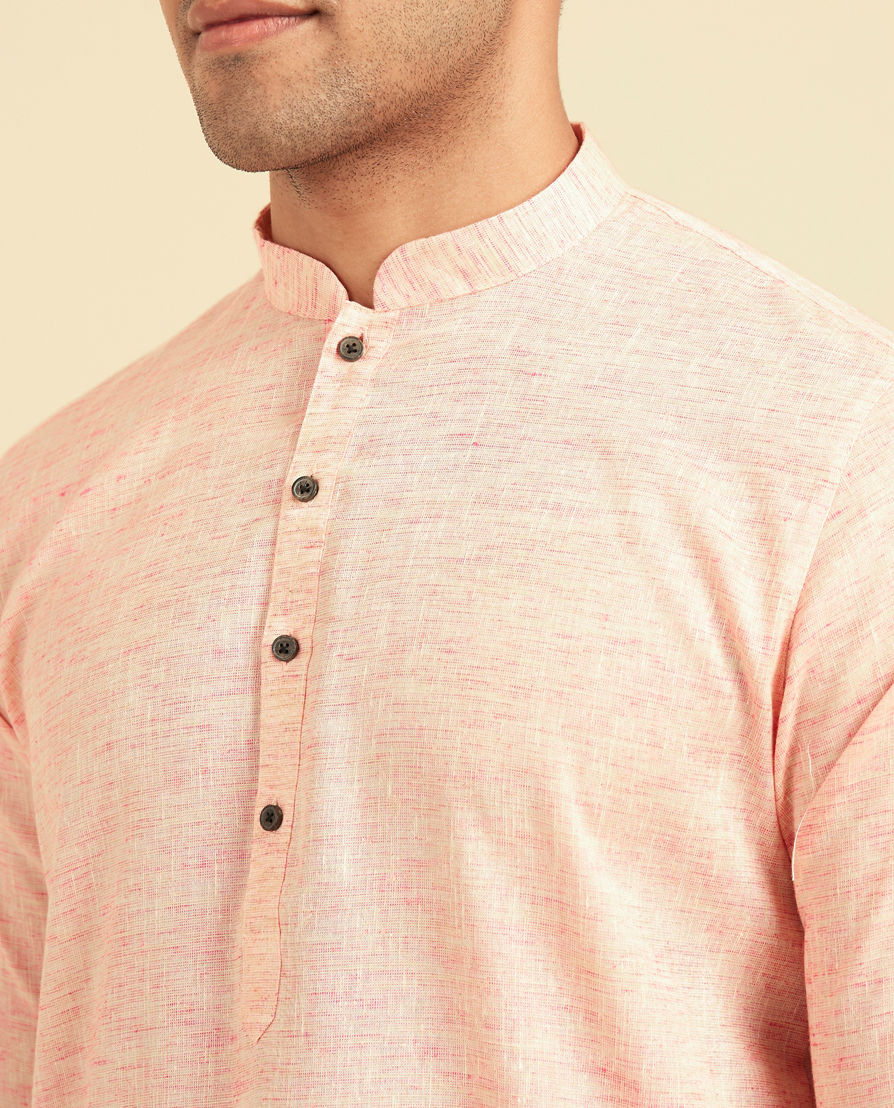 Diwas Men Peach Blended Viscose Kurta