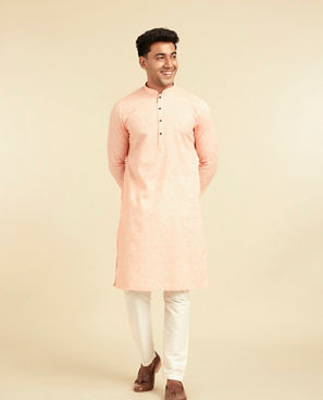 Diwas Men Peach Blended Viscose Kurta