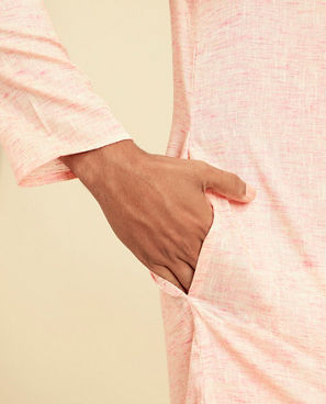 Diwas Men Peach Blended Viscose Kurta