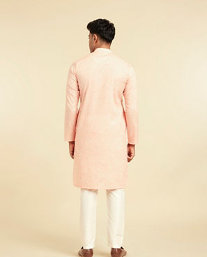Diwas Men Peach Blended Viscose Kurta