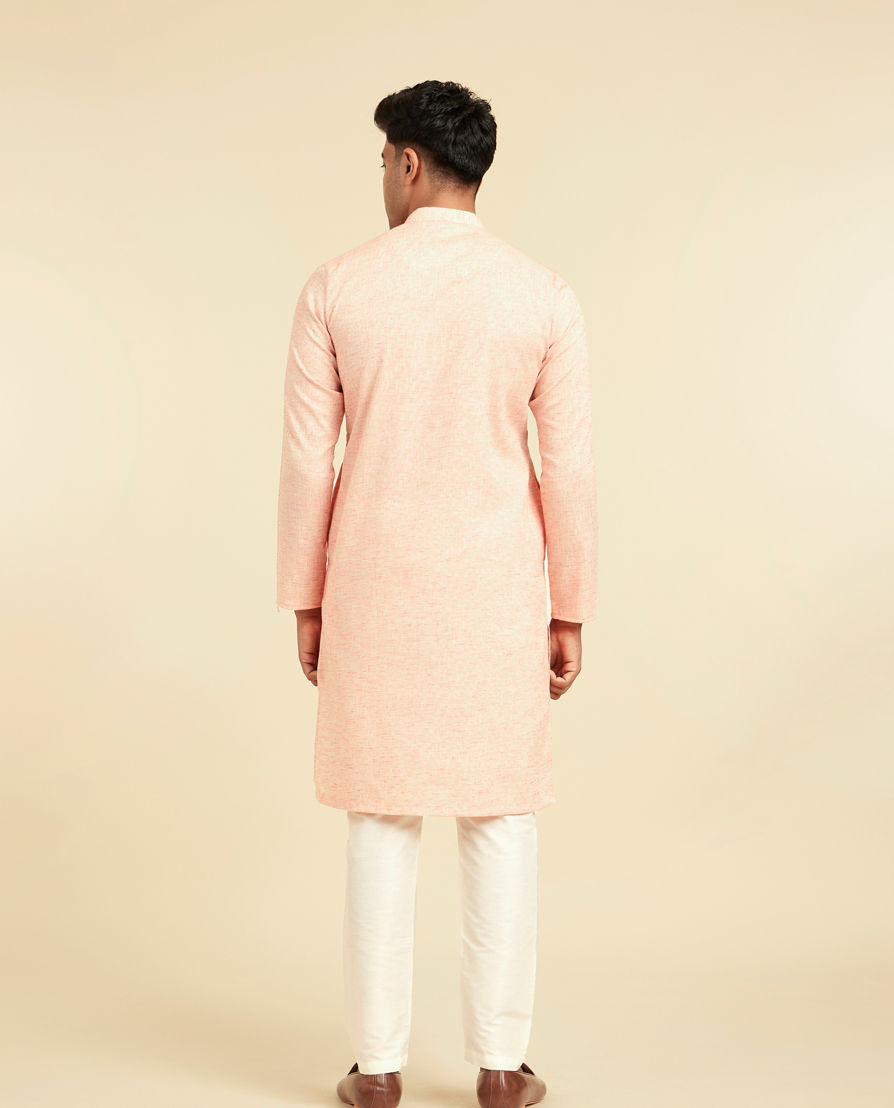 Diwas Men Peach Blended Viscose Kurta