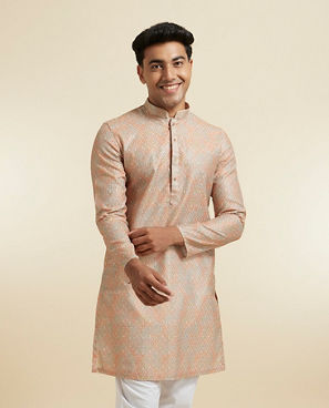 Diwas Men Fawn Festive Kurta