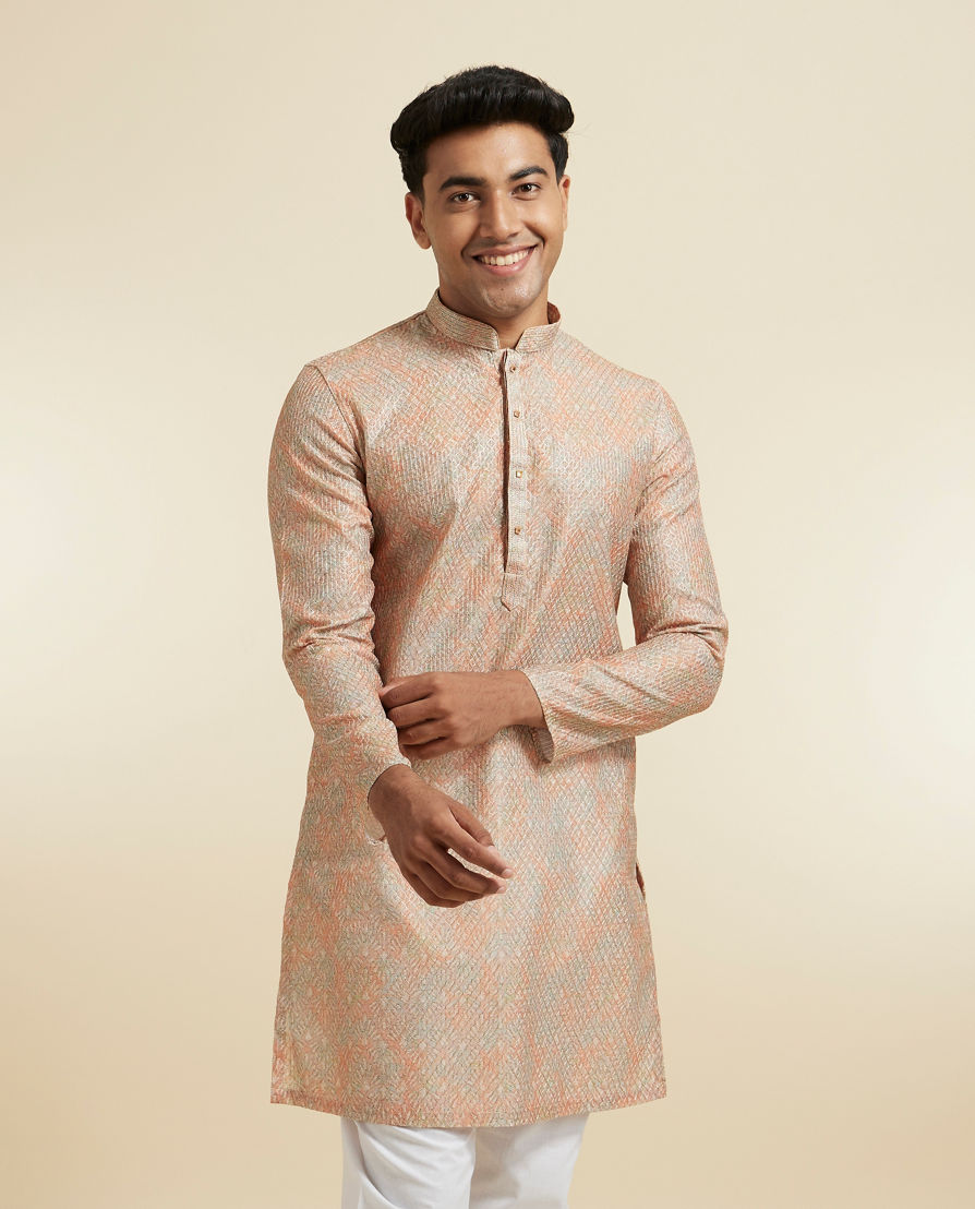 Diwas Men Fawn Festive Kurta