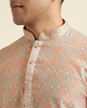 Diwas Men Fawn Festive Kurta