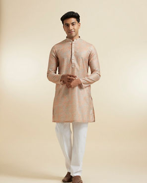 Diwas Men Fawn Festive Kurta