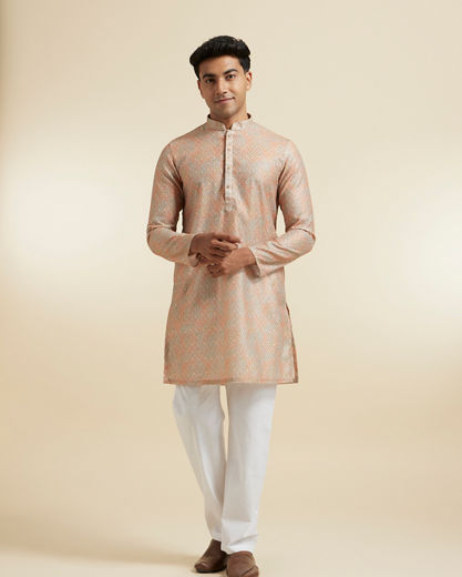 Diwas Men Fawn Festive Kurta