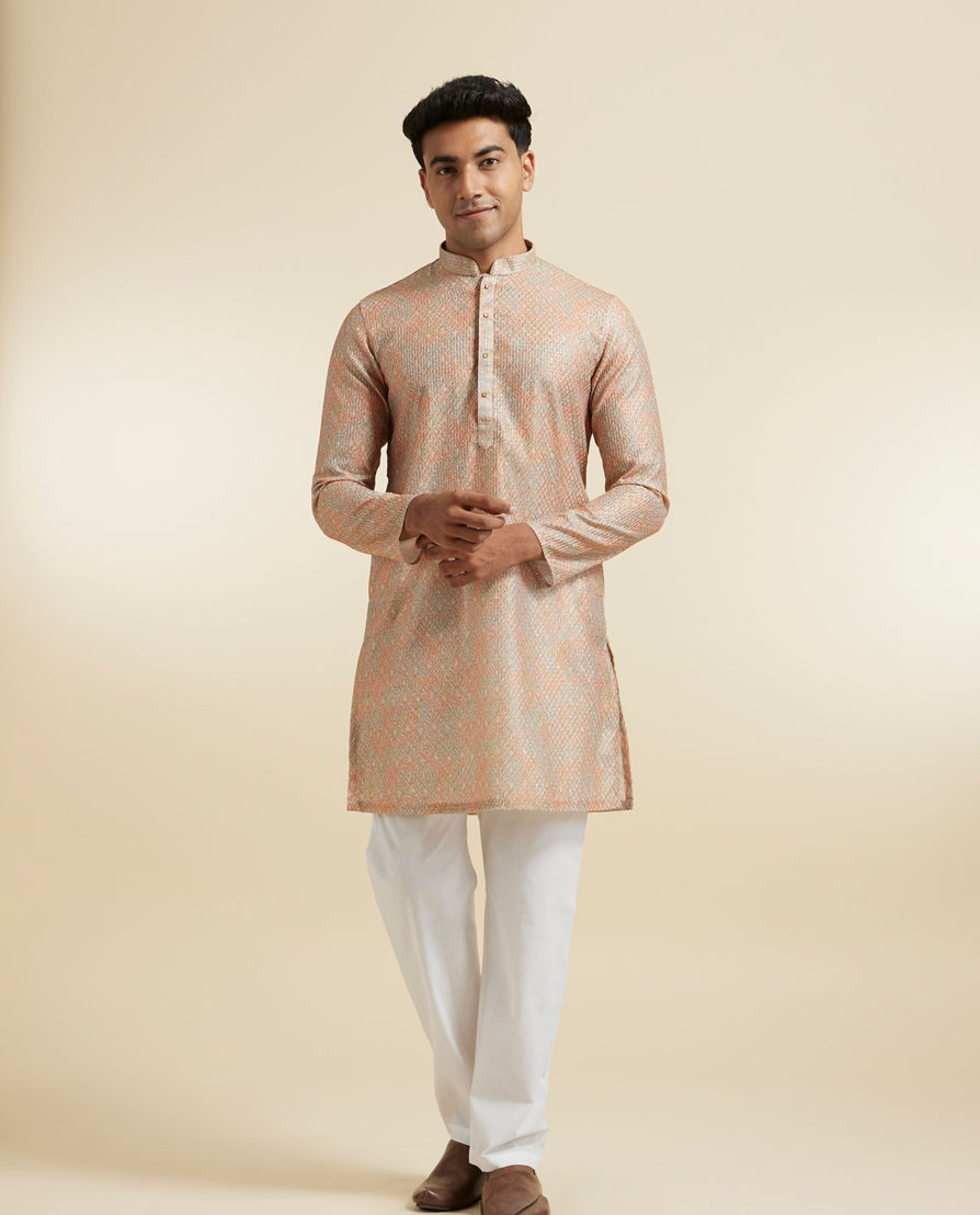 Diwas Men Fawn Festive Kurta
