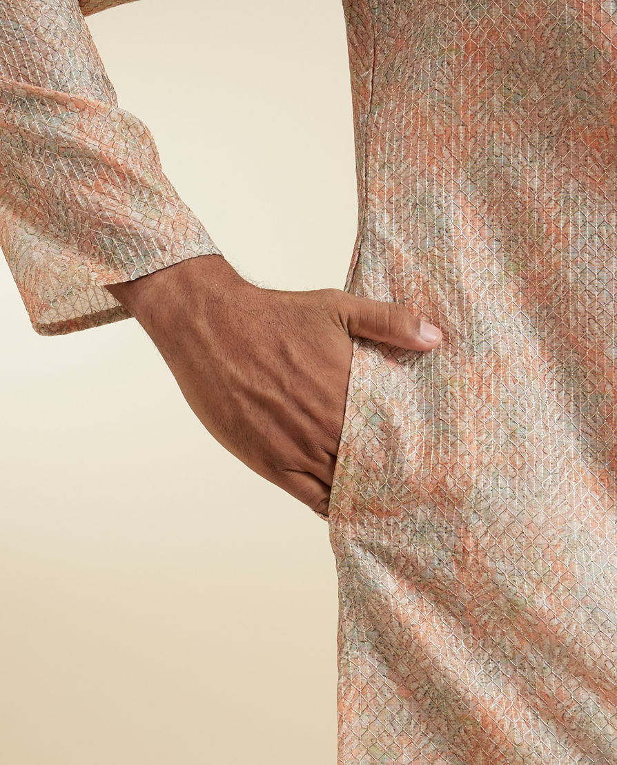 Diwas Men Fawn Festive Kurta