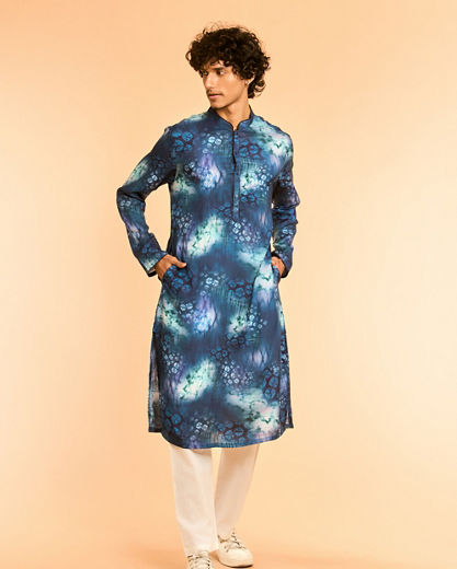 Diwas Men Teal Blue Festive Kurta