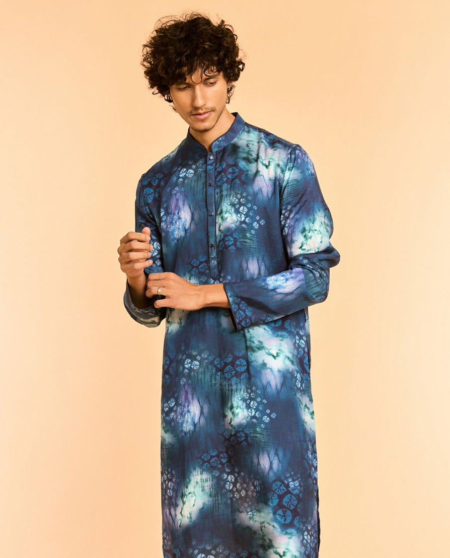 Diwas Men Teal Blue Festive Kurta