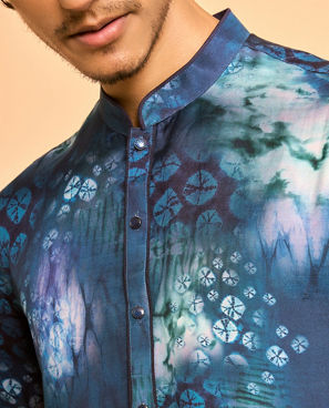 Diwas Men Teal Blue Festive Kurta