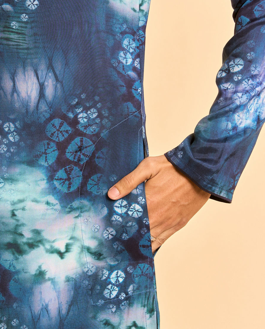 Diwas Men Teal Blue Festive Kurta