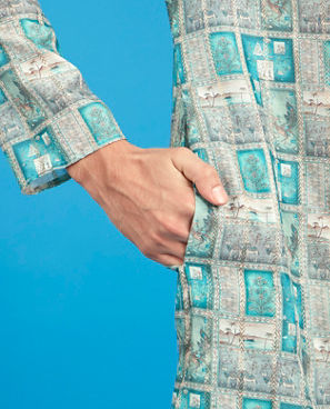 Diwas Men Elegant Turquoise Blue Kurta