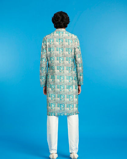 Diwas Men Elegant Turquoise Blue Kurta
