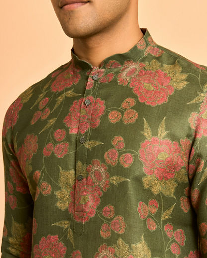 Diwas Men Dashing Dark Green Kurta