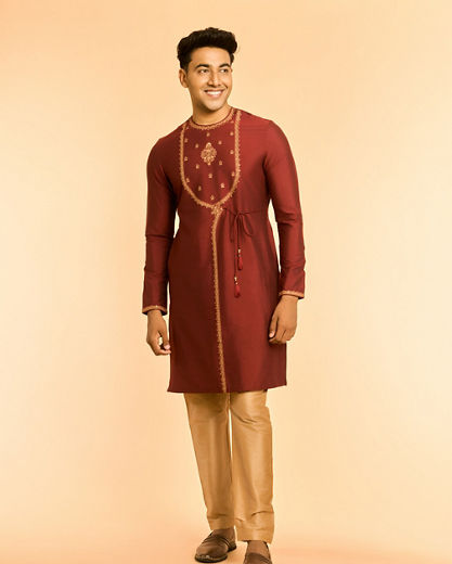 Diwas Men Dazzling Maroon Kurta