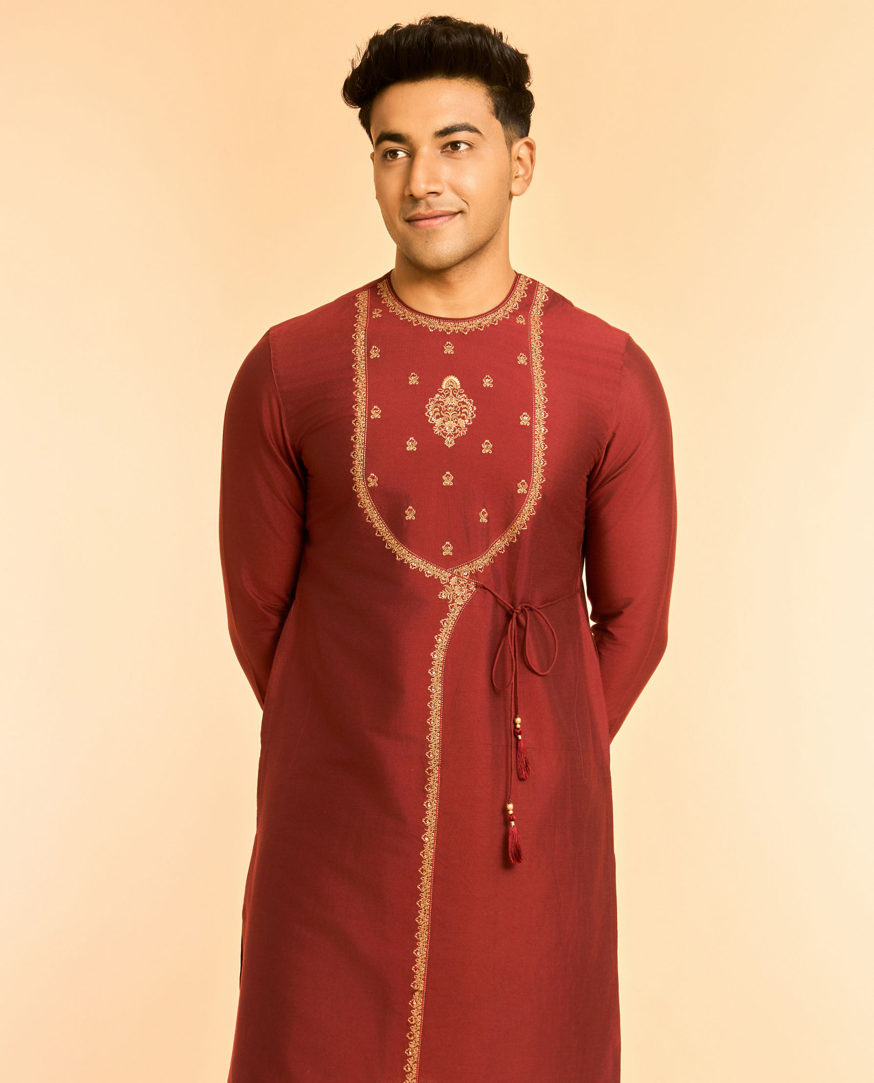 Diwas Men Dazzling Maroon Kurta