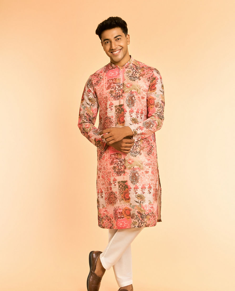 Diwas Men Peach Color Resplendent Kurta