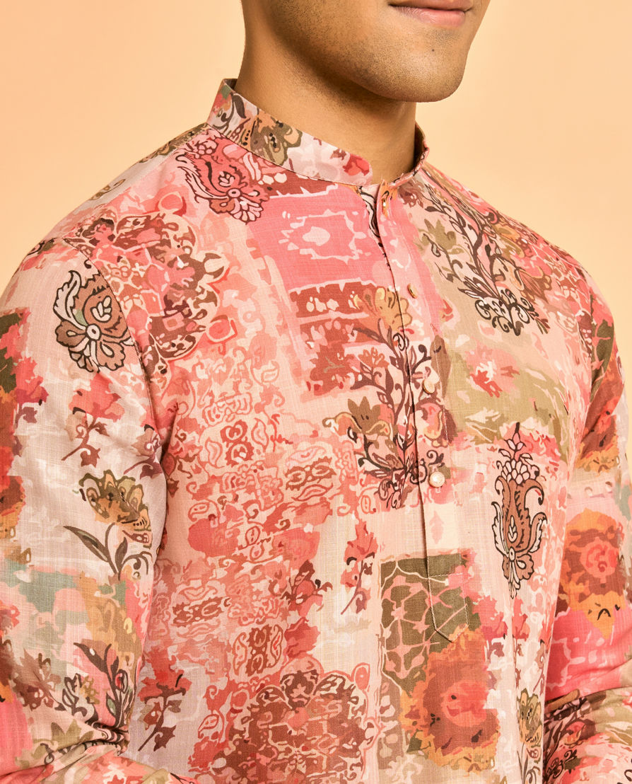 Diwas Men Peach Color Resplendent Kurta