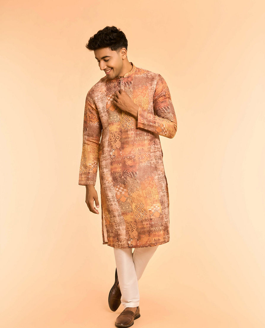 Diwas Men Elegant Fawn Cotton Kurta