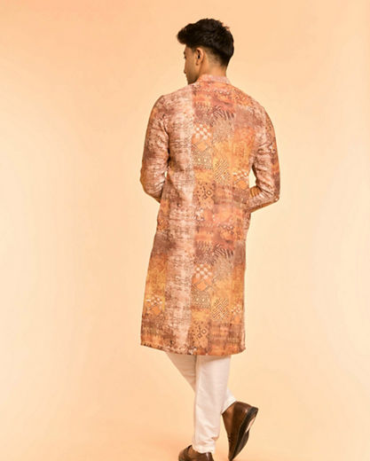 Diwas Men Elegant Fawn Cotton Kurta