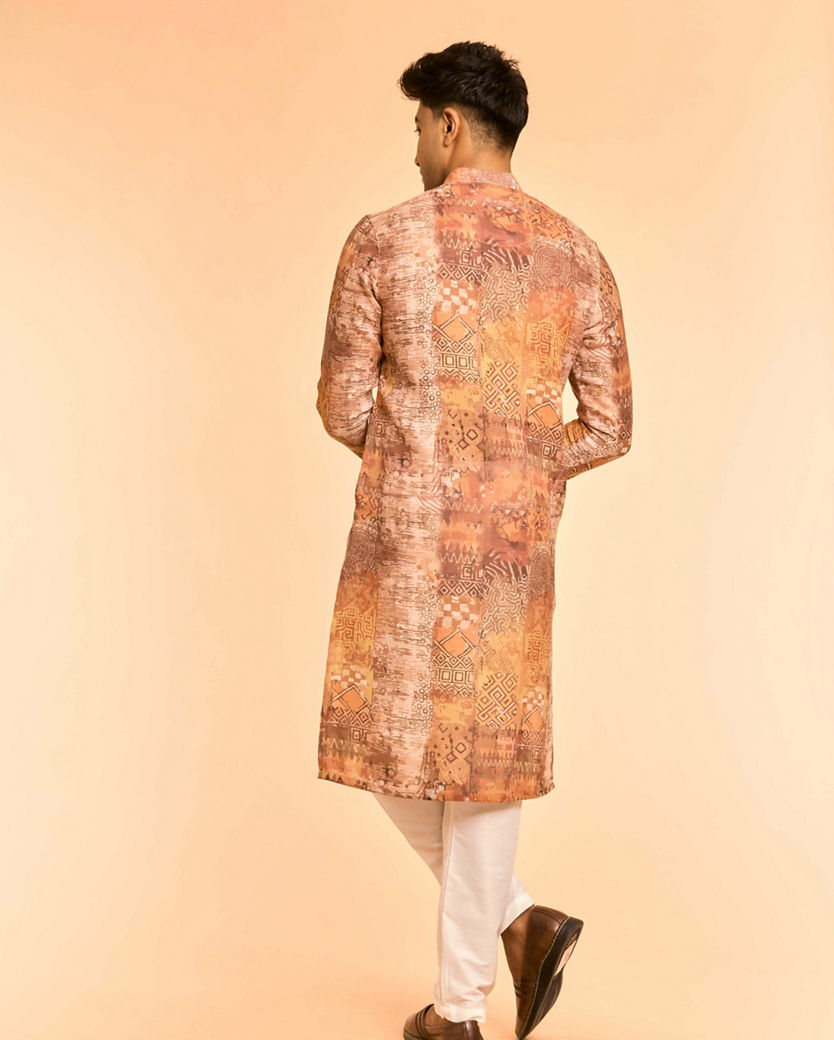 Diwas Men Elegant Fawn Cotton Kurta