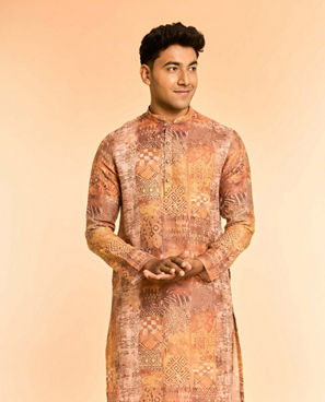 Diwas Men Elegant Fawn Cotton Kurta