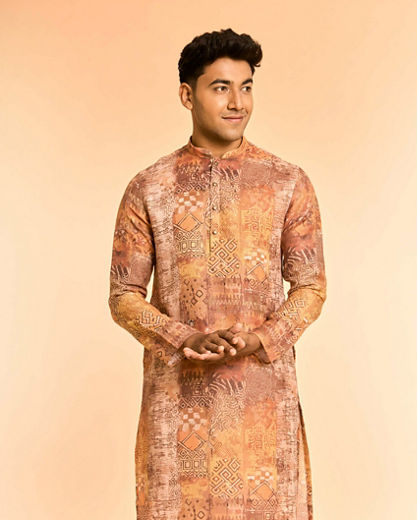 Diwas Men Elegant Fawn Cotton Kurta