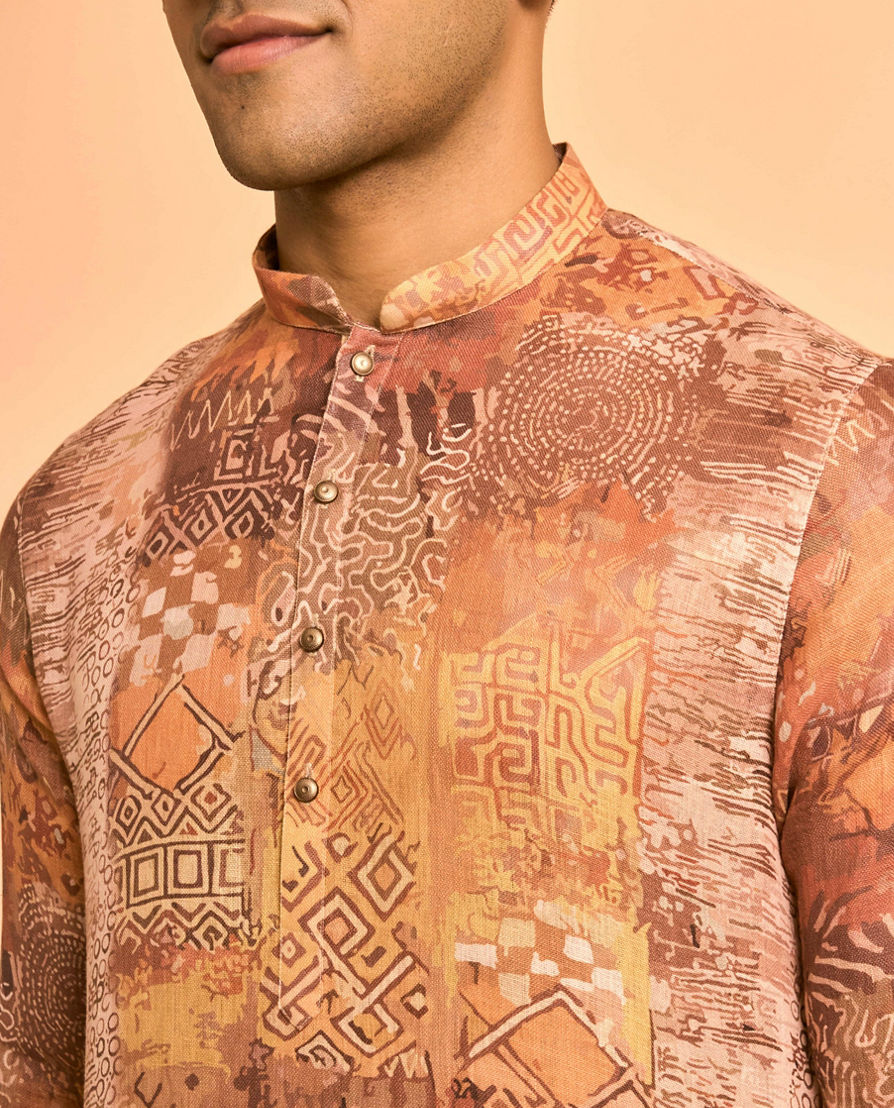 Diwas Men Elegant Fawn Cotton Kurta