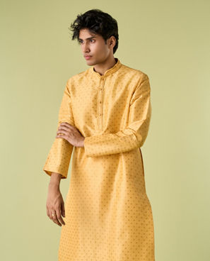 Diwas Men Gleaming Yellow Kurta