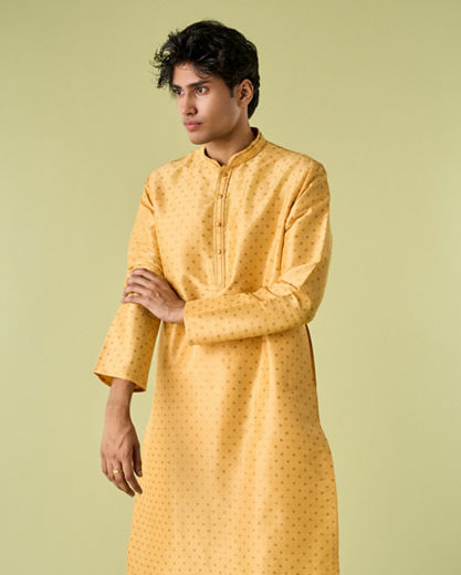 Diwas Men Gleaming Yellow Kurta
