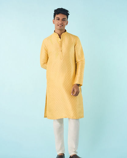 Diwas Men Gleaming Yellow Kurta