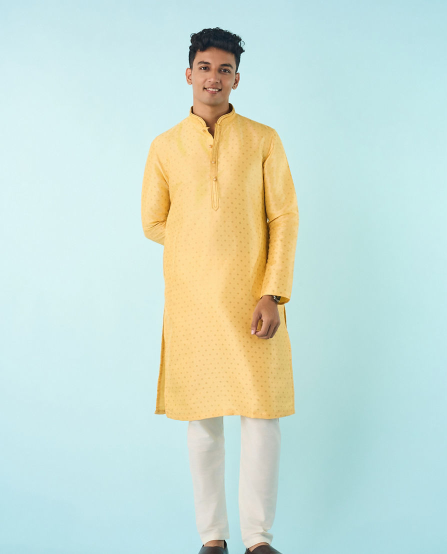 Diwas Men Gleaming Yellow Kurta