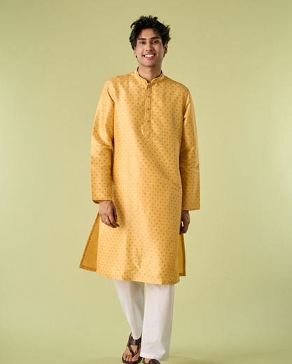 Diwas Men Gleaming Yellow Kurta