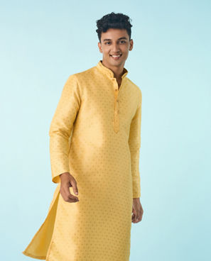 Diwas Men Gleaming Yellow Kurta
