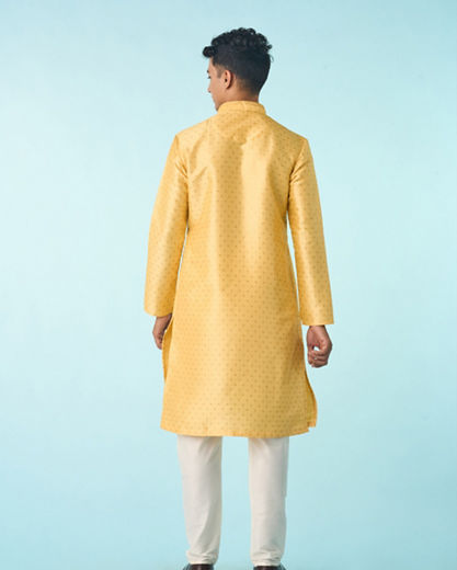 Diwas Men Gleaming Yellow Kurta