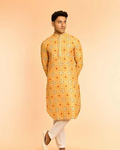 Diwas Men Mustard Majestic Kurta