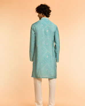 Diwas Men Turquoise Blue Festive Kurta