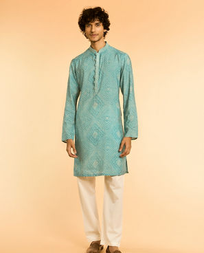 Diwas Men Turquoise Blue Festive Kurta