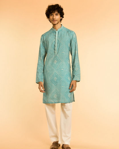 Diwas Men Turquoise Blue Festive Kurta